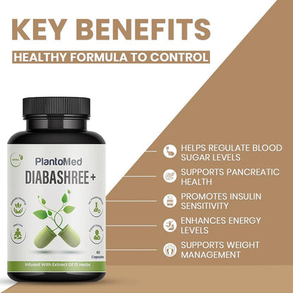 Plantomed Diabashree+, Blood Sugar Support Supplement,Made In India | 60 Capsules
