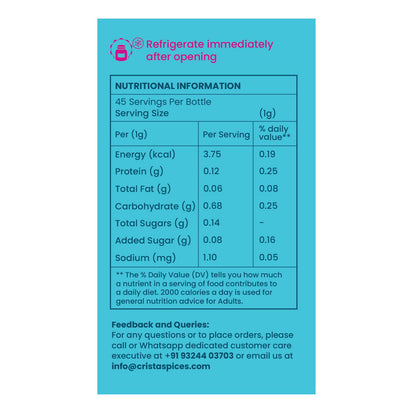 CRISTA 45 gms Mexican Taco Seasoning for Taco, Enchilada & Burrito | Premium Herbs & Spices Blend with authentic Mexican Flavours | Zero added Colours, Fillers, Additives & Preservatives | Vegan