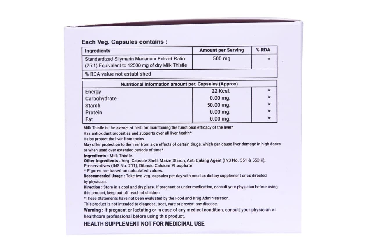 Hepawerg Milk Thistle Capsules with Silymarin for Liver Support, Detox & Cleanse | Liver Health Supplement for Fatty Liver Care, Antioxidant Protection & Daily Wellness | 30 Veg Capsules