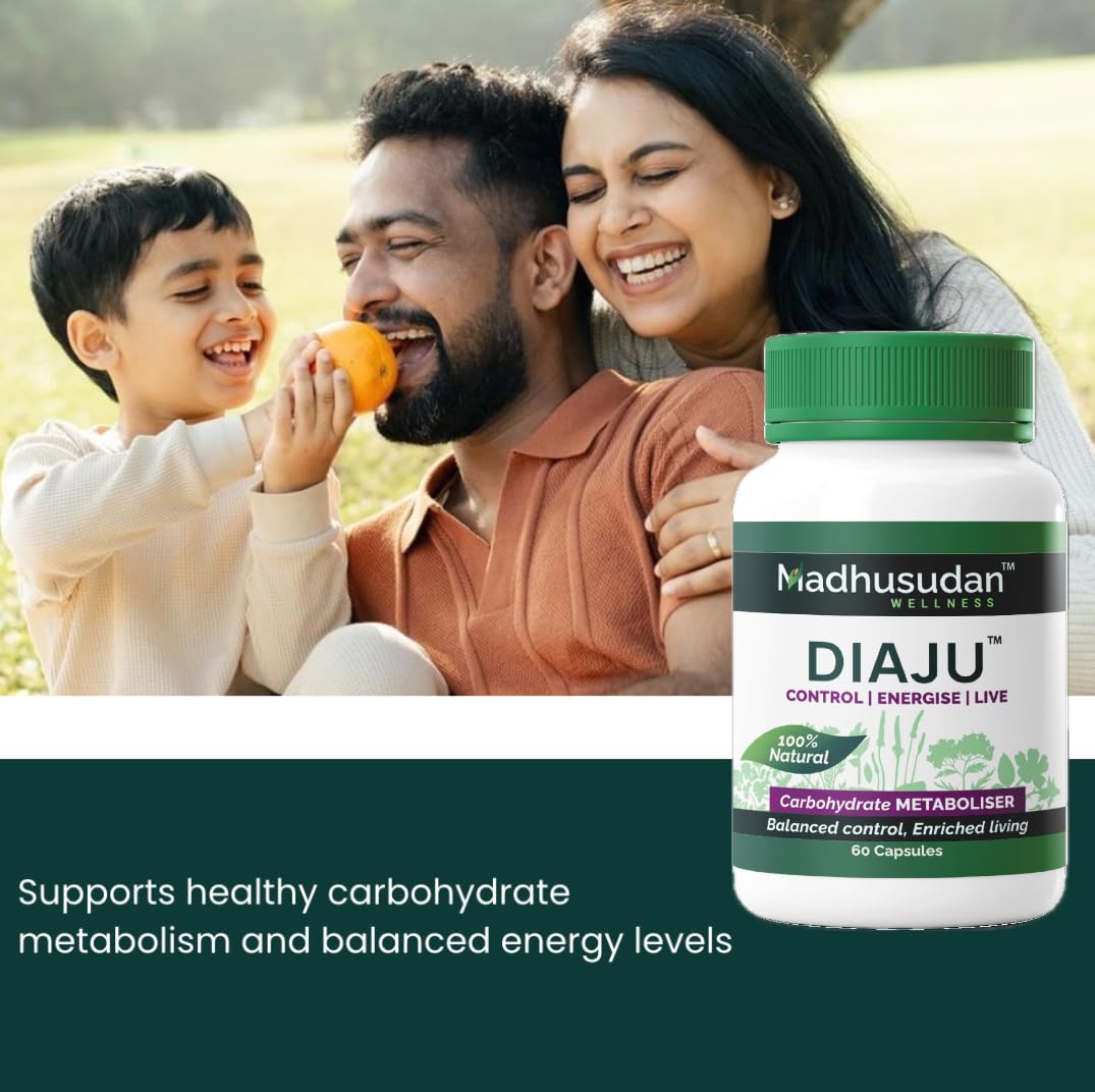 Madhusudan Wellness DIAJU Diabetic Care Tablets – With Karela, Jamun, Amla & Neem – Herbal Supplement for Blood Sugar Support & Glucose Management – 60 Tablets