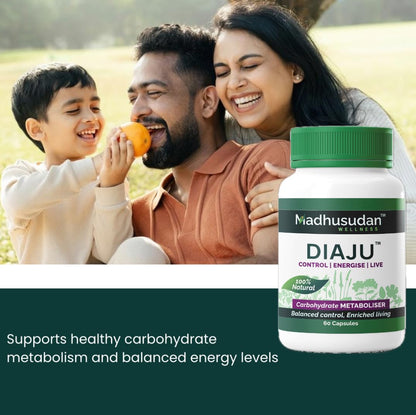 Madhusudan Wellness DIAJU Diabetic Care Tablets – With Karela, Jamun, Amla & Neem – Herbal Supplement for Blood Sugar Support & Glucose Management – 60 Tablets