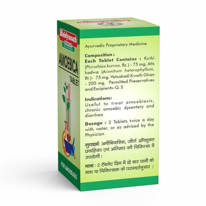 Baidyanath Amoebica I Ayurvedic Diarrhea Medicine I 740 g Pack of 1-100 Tab