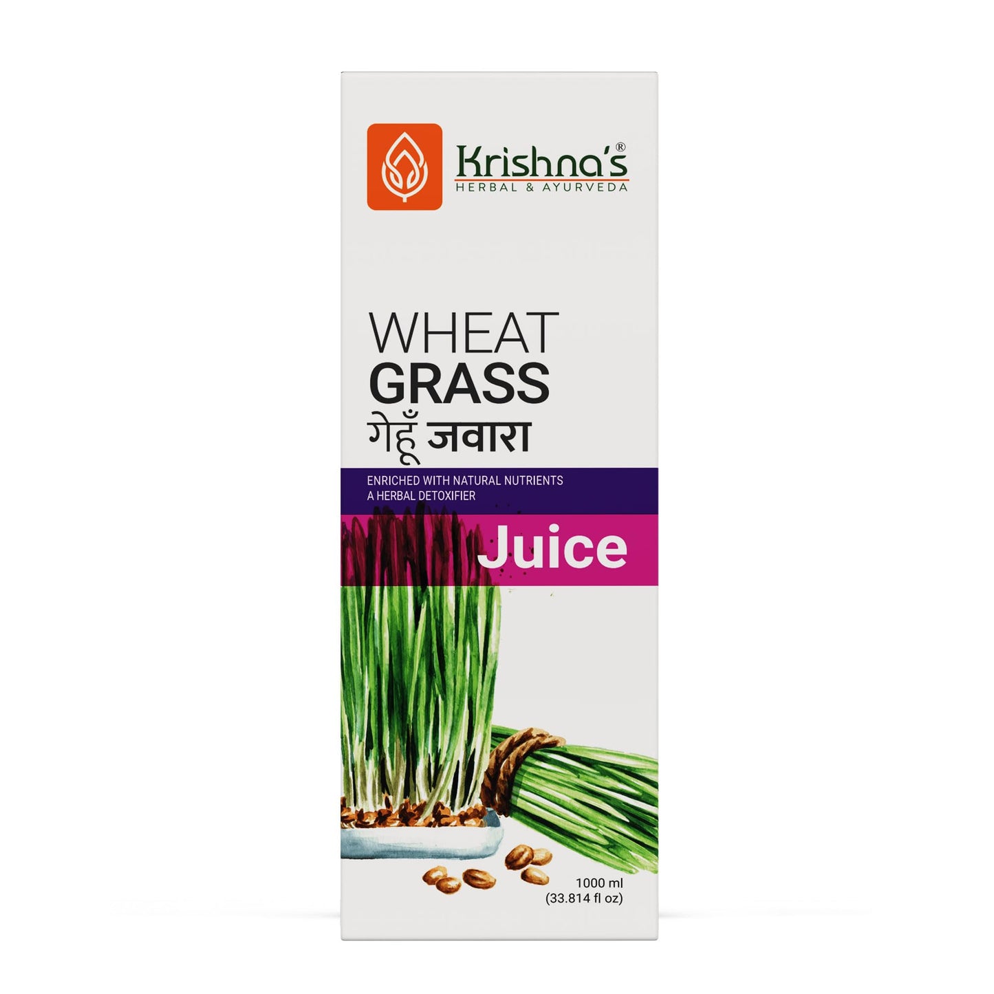 Krishna's Wheatgrass Juice - 1000 ml | (Pack Of 2) | Finest Herbal Detoxifier | Builds a Strong Immune System