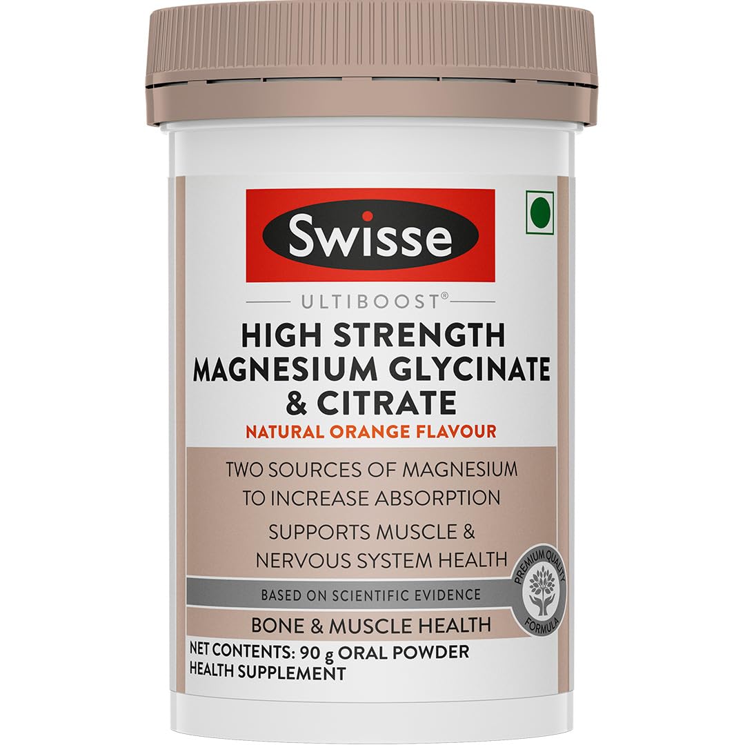 Swisse Magnesium Glycinate & Citrate Powder - Maximum Absorption (Australia's No.1 Magnesium Supplement, Manufactured In Australia) Supports Muscle Health, Post Workout Muscle Recovery & Restful Sleep - 90Gm