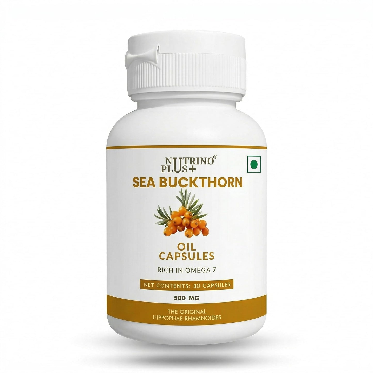 Sea Buckthorn Oil Capsules 500mg – with Omega 7, Vitamin C & Carotenoids, Hippophae Rhamnoides Extract, 30 Caps