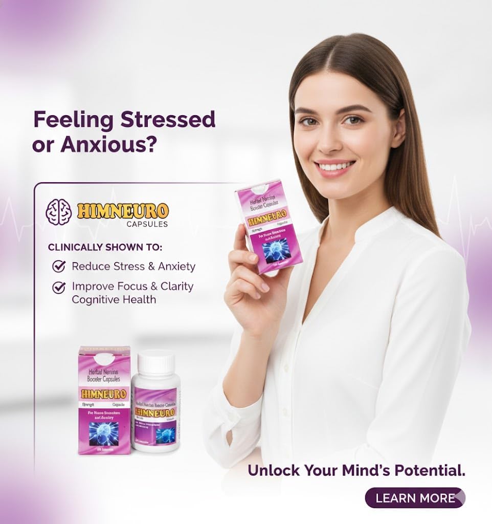 Himanshi Healthcare HIMNEURO Herbal Nerve Support Capsules | Ayurvedic Wellness Supplement for Stress & Nerve Health | 100 Capsules