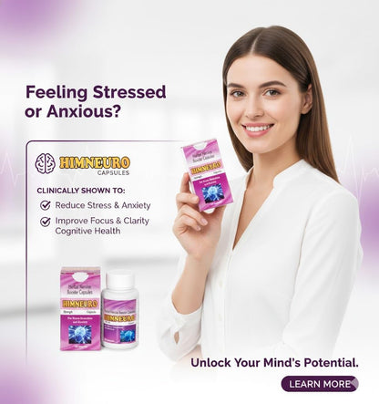 Himanshi Healthcare HIMNEURO Herbal Nerve Support Capsules | Ayurvedic Wellness Supplement for Stress & Nerve Health | 100 Capsules