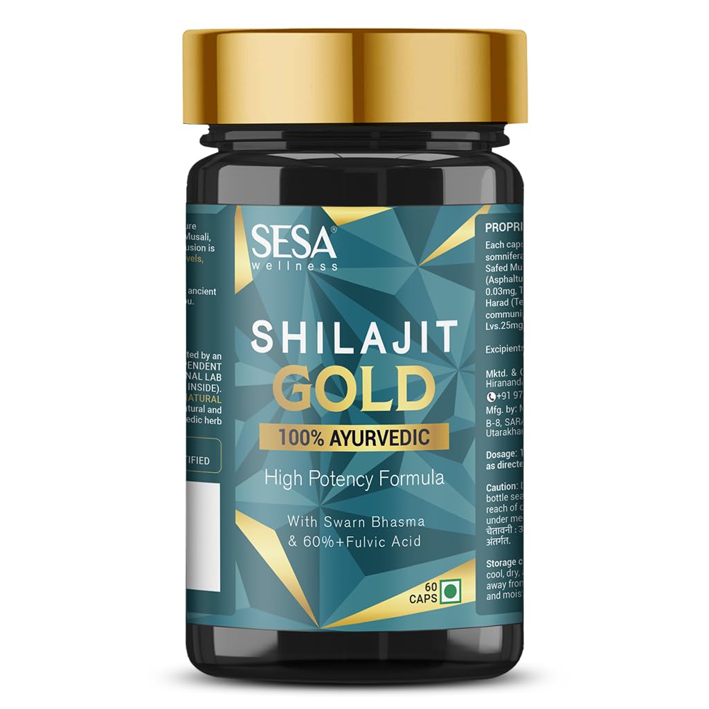 SESA Shilajit Gold 60 Capsules with 60%+ Fulvic Acid 100% Natural Ayurv- image 3