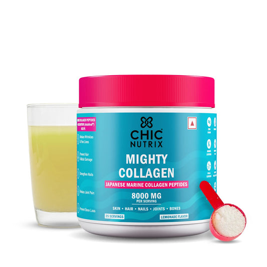 Chicnutrix Marine Collagen - 8g Japanese Collagen Powder | 25 Servings | Anti-ageing, Tight, Firm & Youthful Skin | Fast Absorption | Tasty Lemonade Flavour