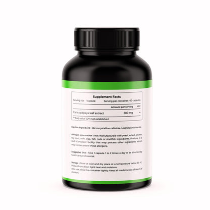 CITRUS NUTRACEUTICAL Carica Papaya Leaf Extract 500mg Capsules | Supports Platelet Health, Immunity & Energy | Natural Herbal Supplement with Papain | 60 Veg Capsules