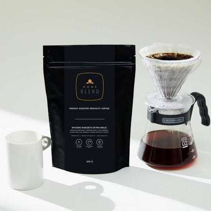 Home Blend Coffee Roasters-Whole Bean Coffee Bag-Mysore Nuggets Extra Bold-Indian Specialty Coffee-Plantation Aaa Arabica (100%)-Pack Of 250G (Medium Roast)