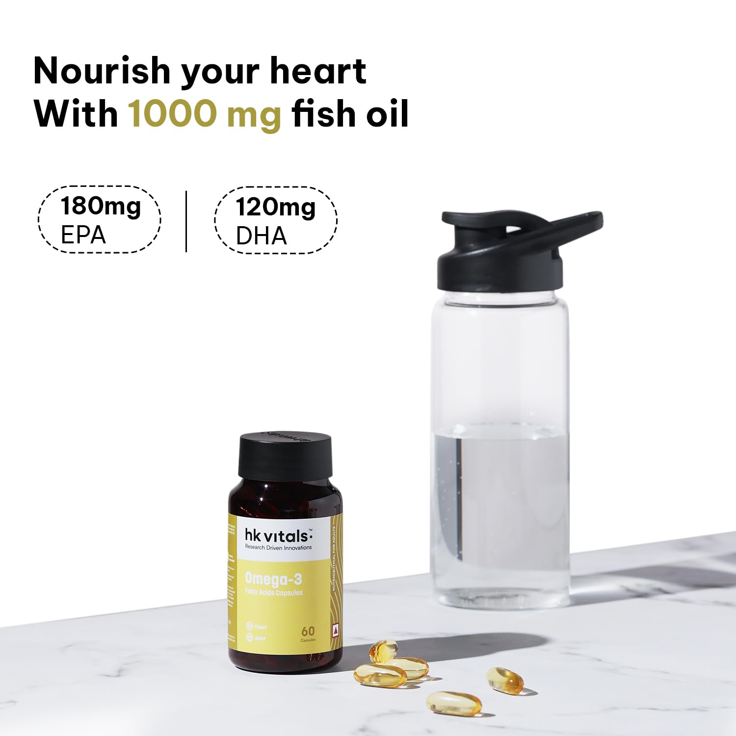 HealthKart HK Vitals Omega 3, 1000 mg Omega 3 with 180 mg EPA & 120 mg- image 3