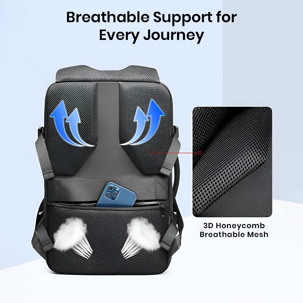TECPHILE Airpack Laptop Backpack Vacuum Bag for Men Travel Waterproof Large Capacity 22L-45L Convertible Duffle Bag, fit for 17.3” Laptop USB Charging Port, Travelling Bag (Bag + Vacuum Pump)