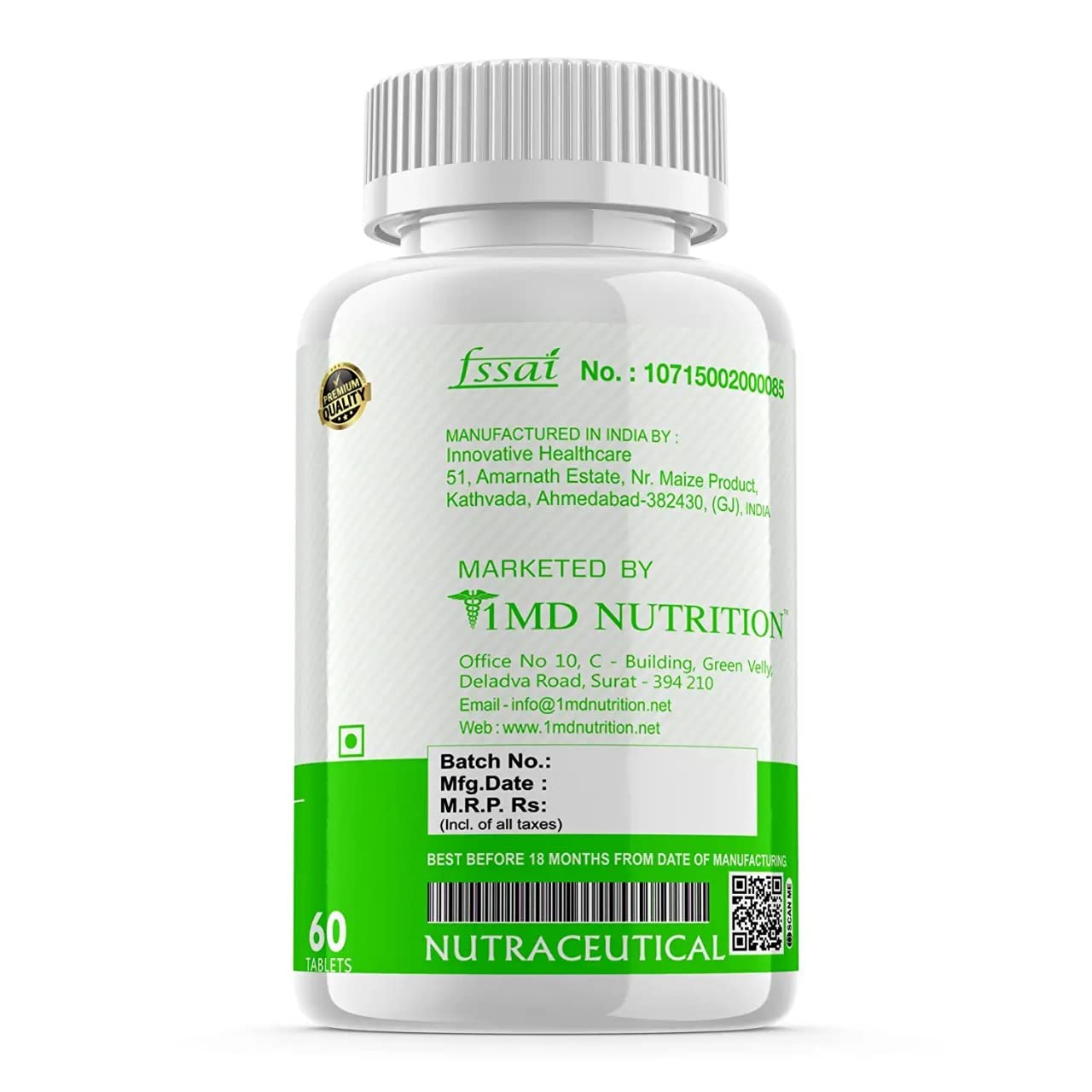 1MD NUTRITION ZMA+ - Support Lean Muscle, Strength & Better Sleep - 60 Tablets