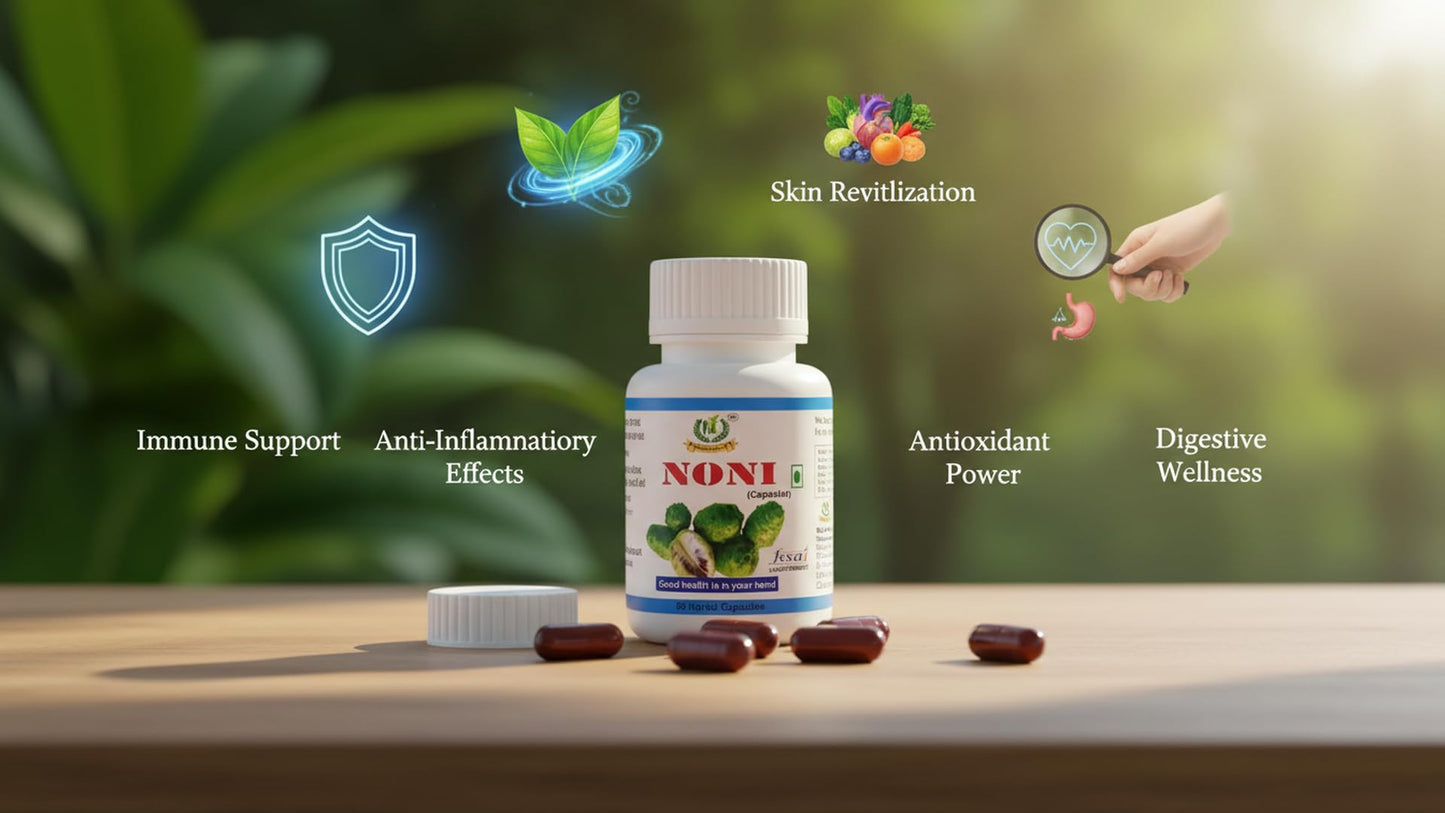 NAVEENYA KAYA HEALTHCARE Noni Capsule Herbal Supplement with Pure Noni Fruit Extract, Ocimum Tenuiflorum, Garcinia Indica, and Centella Asiatica