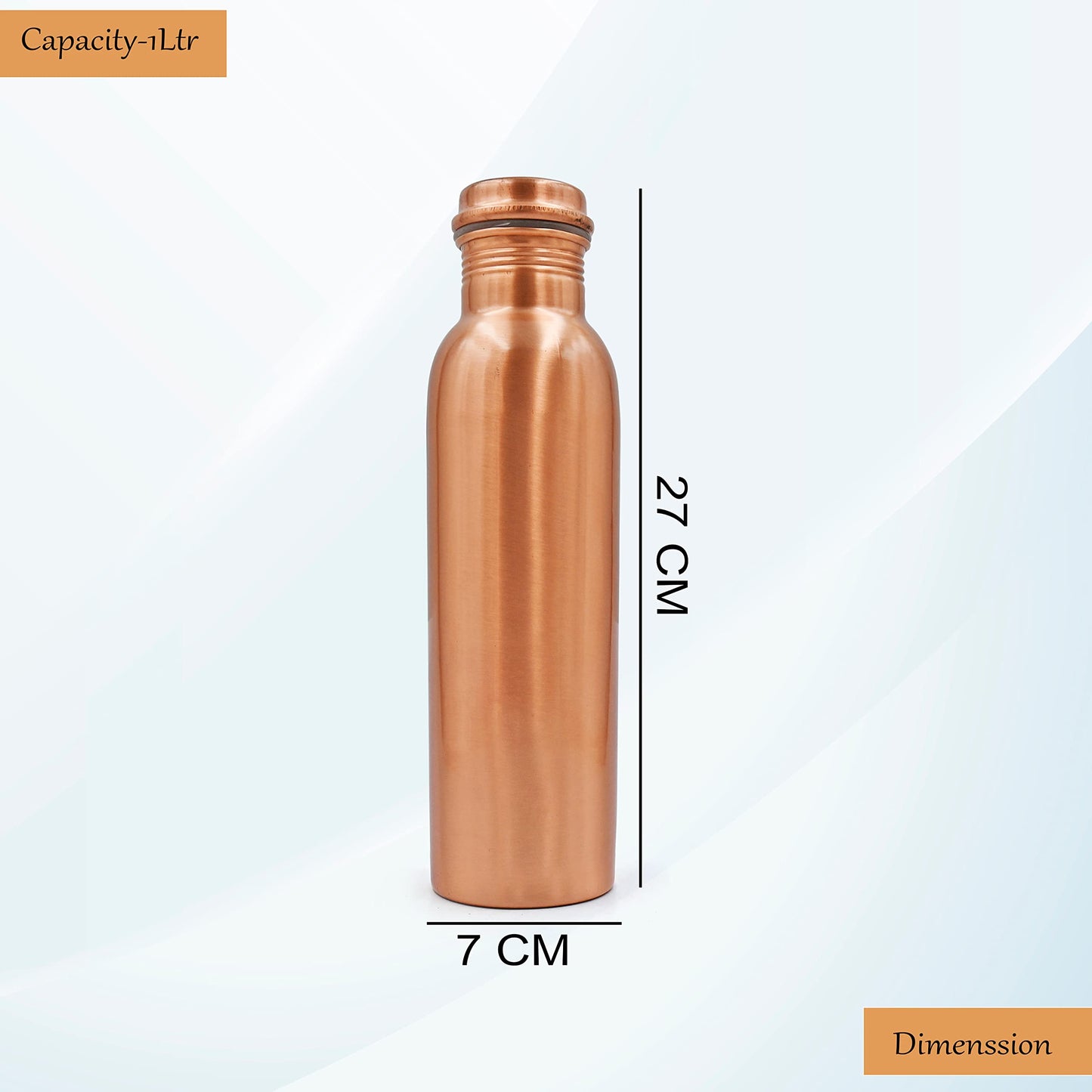 Adoko Pure Lacquer Coated Copper Bottles, BPA Free & Non-Toxic, Leak Proof and Joint Less with Ayurveda and Yoga Health Benefits 2Pcs Set (1 Litre Each)