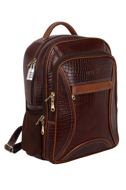 HYATT Leather Accessories 17 Inch Men's and Women's Leather Laptop Office Backpa