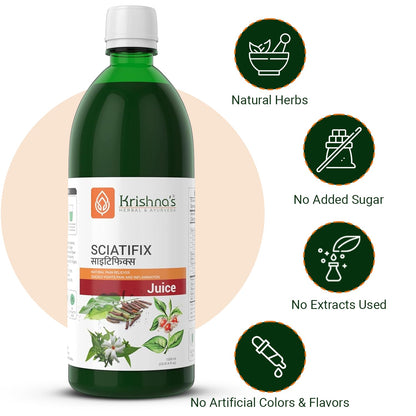 Krishna's Sciatifix Herbal Juice - Good source of calcium | Strengthens bones and muscles | 100% Organic Ingredients, No Artificial Colors & Gluten Free - 1000 ml (Pack of 1)