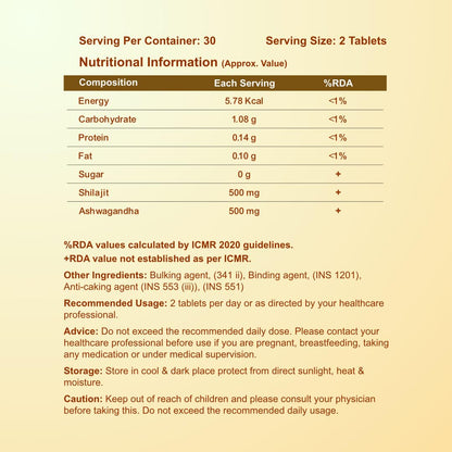 CUREFOREVER Shilajit & Ashwagandha Tablets 1000mg/Serving - Natural Ayu- image 3