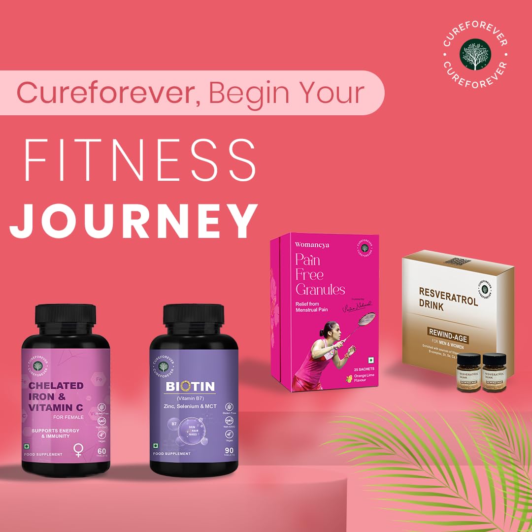 CUREFOREVER Multivitamin Tablets for Women with Vitamin C, Zinc & Biotin | Complete Multivitamin for Women’s Wellness | Supports Energy, Bone Health, Skin & Immunity | 60 Veg Tablets