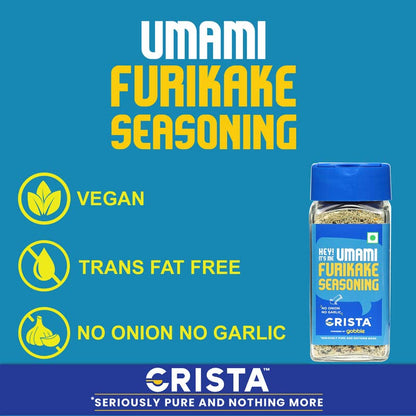 CRISTA Umami Furikake Seasoning a mixed Spices Blend with No Onion No Garlic Zero added Colours, Fillers, Additives & Preservatives 40 gms