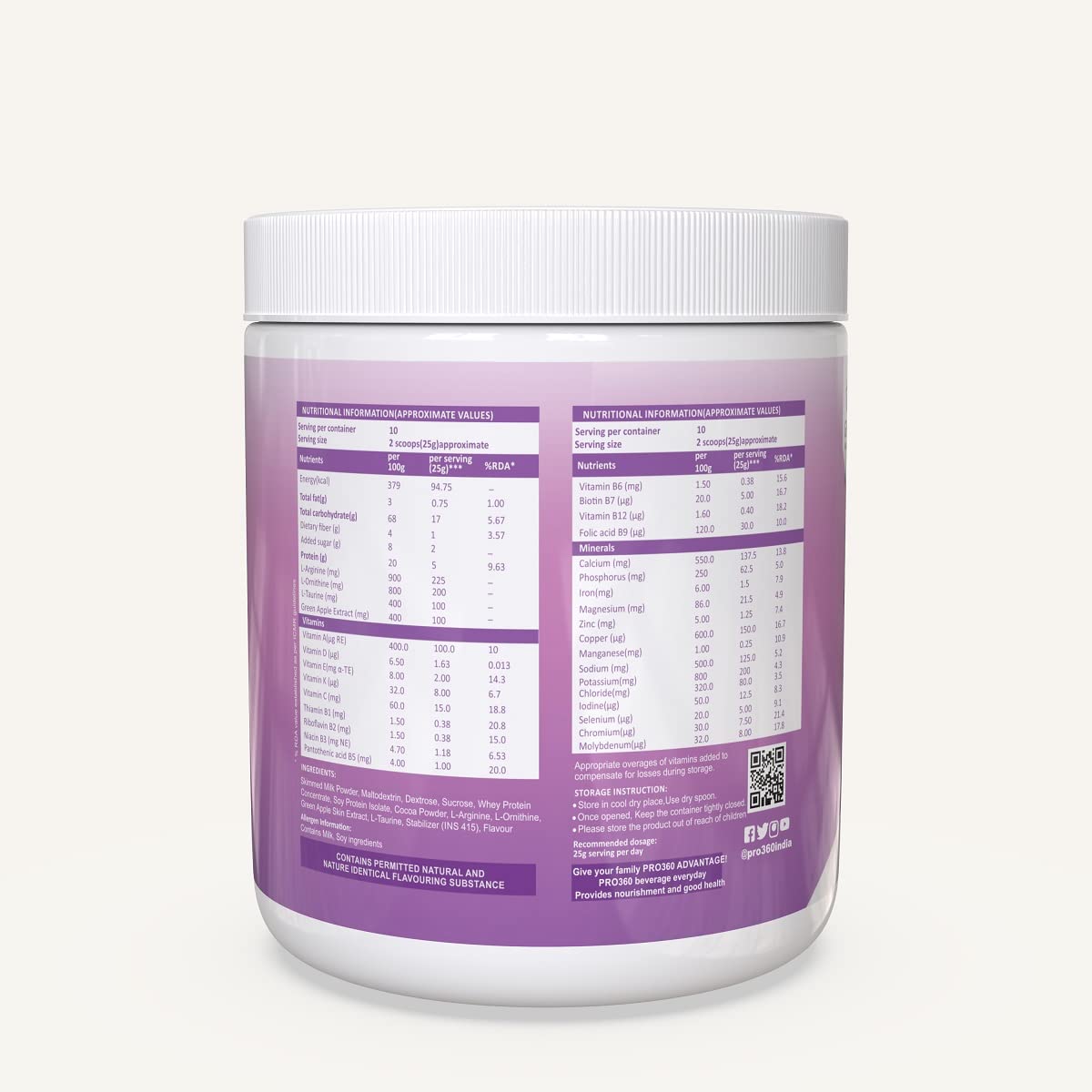 Pro360 Hair Grow Protein Powder for Healthy Hair Growth Nutrition Supplement for Men and Women - Enriched with Biotin and Green Apple Skin Extract - Vanilla Flavor (250+250) g Pack of 2