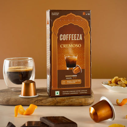 Coffeeza Cremoso Aluminium Coffee Capsules, Intensity – 8/10 - Original line Compatible Coffee Pods (Box of 10)