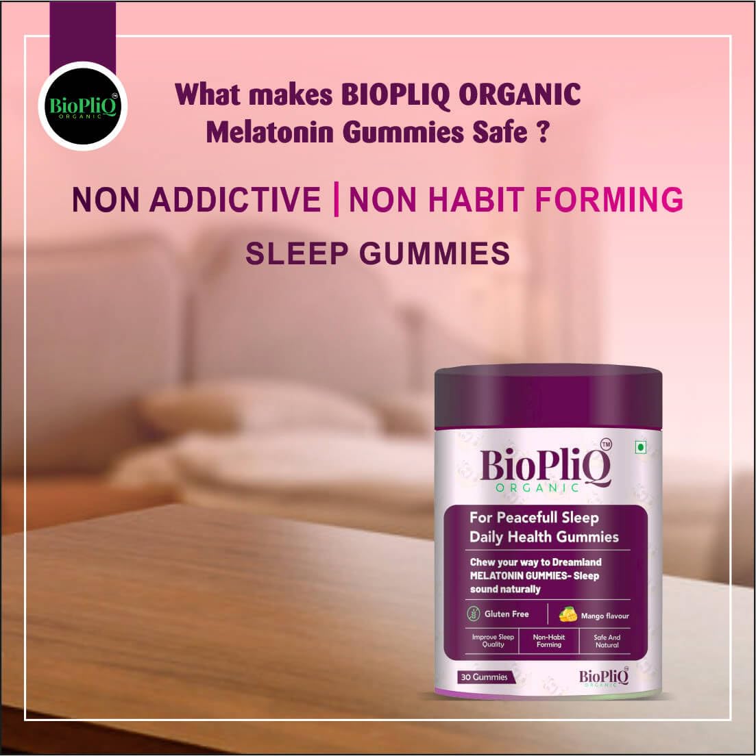 BIOPLIQ ORGANIC Melatonin Sleep Gummies 5mg– Sugar Free, Vegan Mango Flavor – With Ashwagandha, Chamomile & Valerian for Deep Sleep, Stress Relief & Relaxation– 90 Sleep Gummies for Adults– Pack of 3