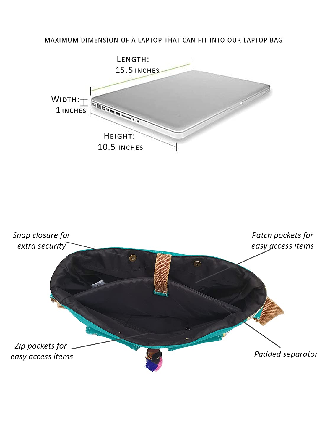 The House of tara Messenger Bags for Women | Green Laptop Messenger Bag made with Canvas | Fits up to 15.6 Inches Laptop/MacBook | Ladies Crossbody Sling Bag Comes with 2 External Pockets