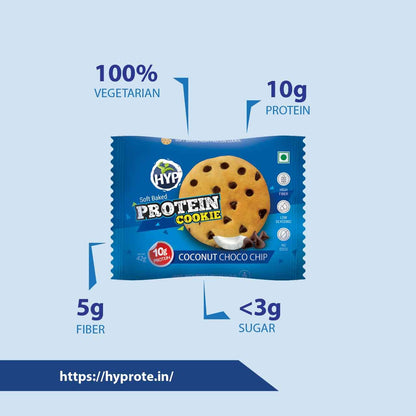 HYP Protein Cookies Coconut Choco Chip Pack of 6 - (42 g x 6)- image 6