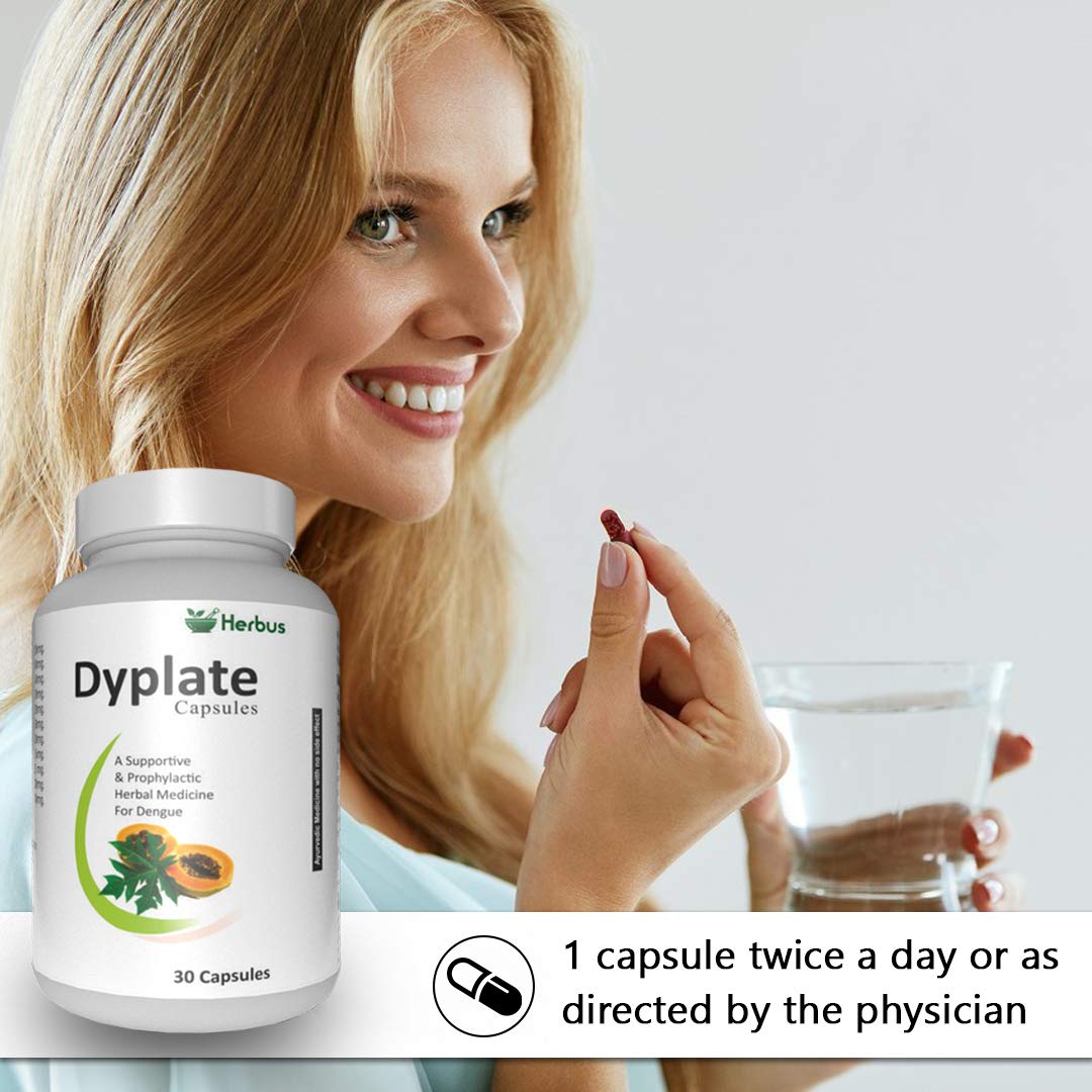 DyPlate | Supports Platelets | Immunity | Digestion | Giloy | Papaya leaves | kiwi | Tulsi | Black pepper | Platelets Support | 30 Capsules | Pack of 1