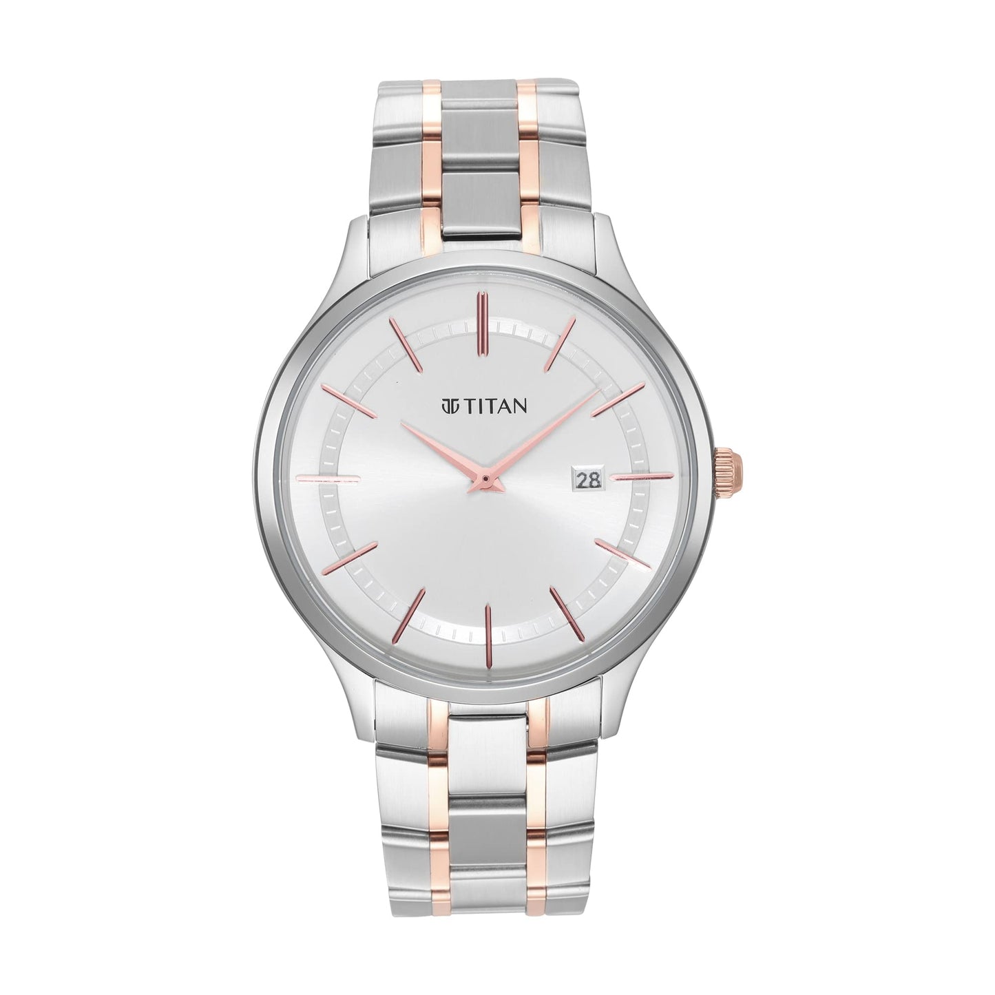 Titan Classique Slimline Silver Dial Analog with Date Stainless Steel Strap Watc