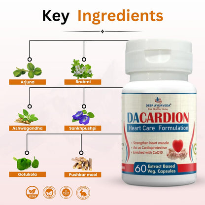 Cardion Heart Care Vegan Capsules (60) | Ayurvedic Heart Health Supplement for Cholesterol Balance, Blood Circulation & Cardiac Wellness