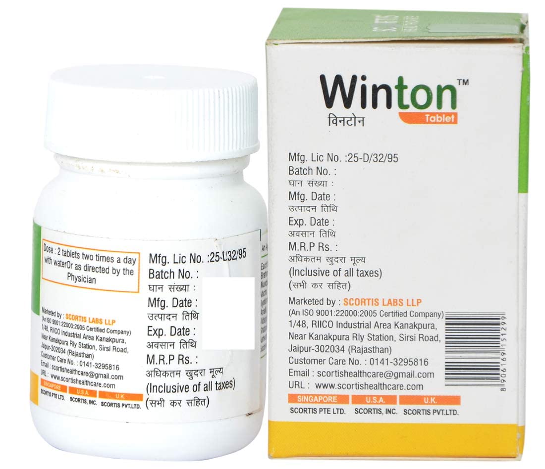SCORTIS HEALTH CARE Ayurvedic Winton Tablet Focus + Brain Supplement & Memory Supports Focus Concentration & Alertness 50 Tablet Pack Of 1