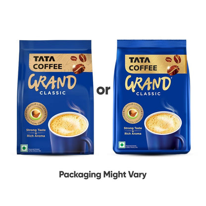 Tata Classic Instant Coffee, 100g Pouch, Chicory Mix With Strong Taste & Rich Aroma, With Flavour Locked Decoction Crystals