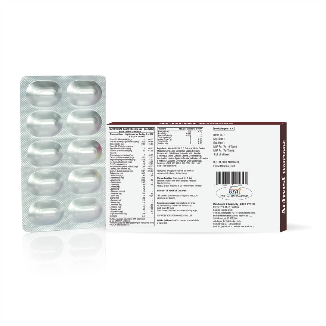 Activist - Hairtone Tablet High Potency Biotin Maximum Strength For Hair Growth Supplements for Men & Women (30 tablets) New | Supports Stronger Hair, Healthier Scalp, Improves Hair Growth & Thickness