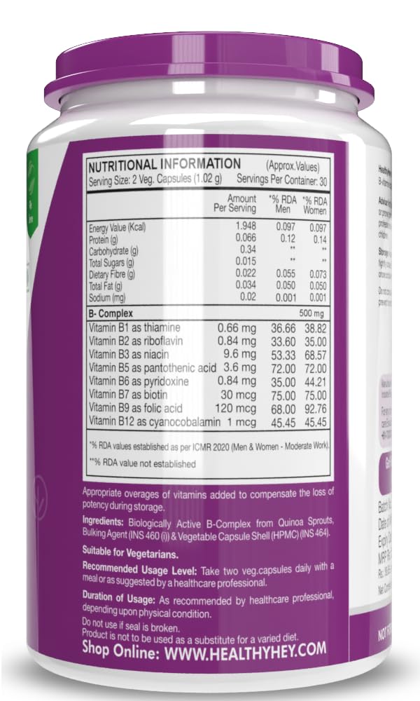 HealthyHey Nutrition Vitamin B-complex 60 capsules & Magnesium Glycinate 120 capsules