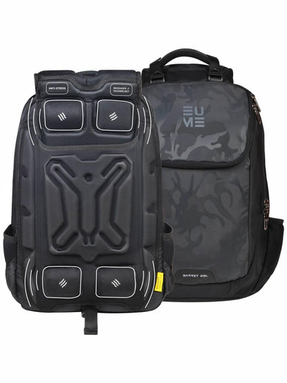 EUME Barret - 29L Premium Laptop Bag for Men, Camouflage Grey | Massager Laptop Backpack Bag with Built in Patent Massager Technology | 15.6 Inch Laptop Compartment | Business, Travel and Office Bag