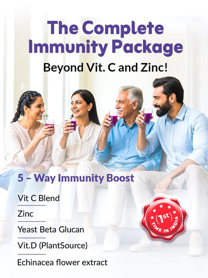Nutriwave Immunity Booster — 5-in-1 Effervescent Tablets | Vitamin C, Zinc, Echinacea, Beta Glucan & Plant-Based Vitamin D | Daily Immune Support, Respiratory Health & Skin Glow | 30 Tabs