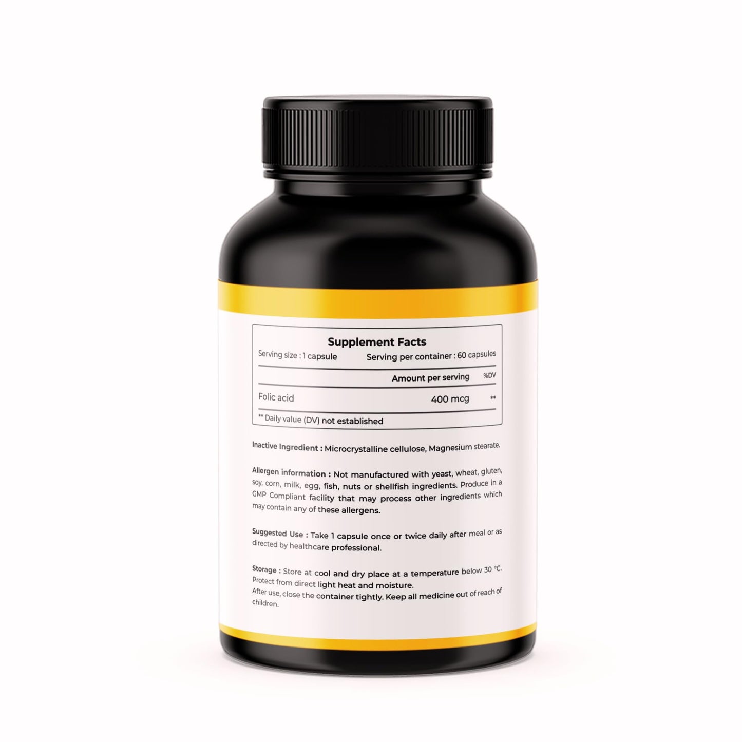 CITRUS NUTRACEUTICAL Folic Acid For Healthy fetal development, Heart, blood and celullar health- 60 Capsules (Pack of 2)