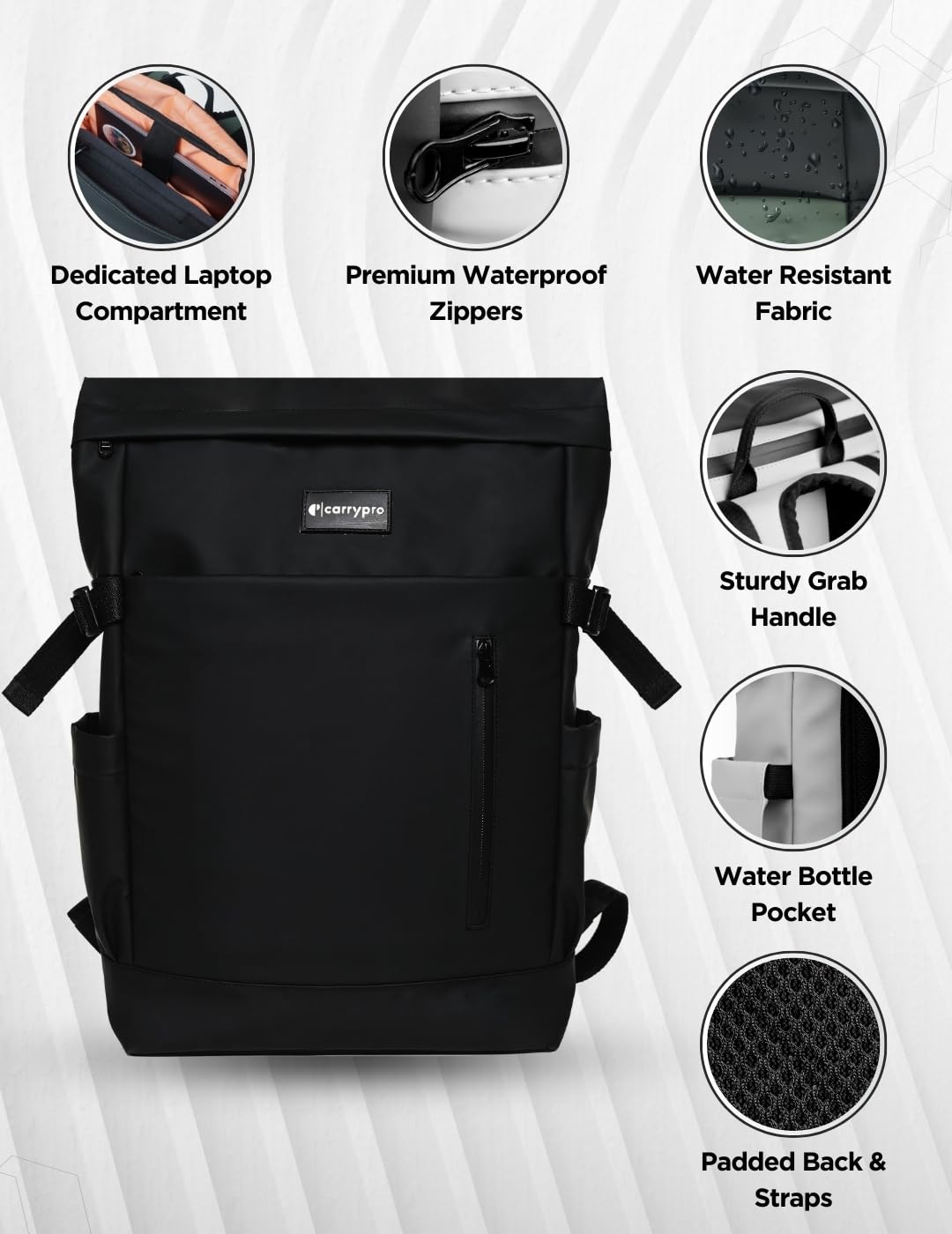 CarryPro 3 Compartments PRIME Everyday Laptop Backpack for Men & Women,- image 4