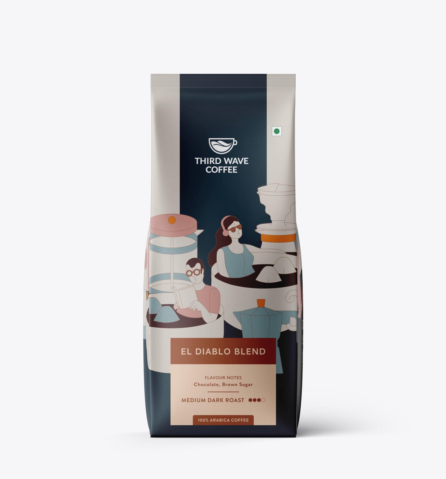 THIRD WAVE COFFEE | El Diablo | 100% Arabica | Medium Dark Roast | Moka Pot | Fine Grind | 250 grams | Pouch
