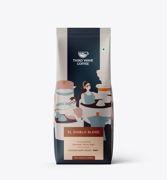 THIRD WAVE COFFEE | El Diablo | 100% Arabica | Medium Dark Roast | Moka Pot | Fine Grind | 250 grams | Pouch