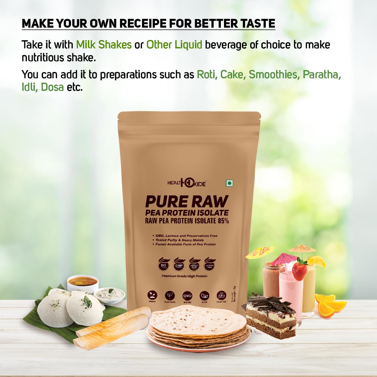 Healthoxide Pea Protein Isolate 85% - Unflavoured, Vegan, Gluten-Free,- image 4