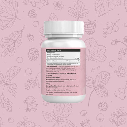 AciChews Watermelon Tablets – Fast Relief for Indigestion & Acidity – Pure Calcium Carbonate – 60 Chewable Tablets – Soothes Stomach Pain in Minutes