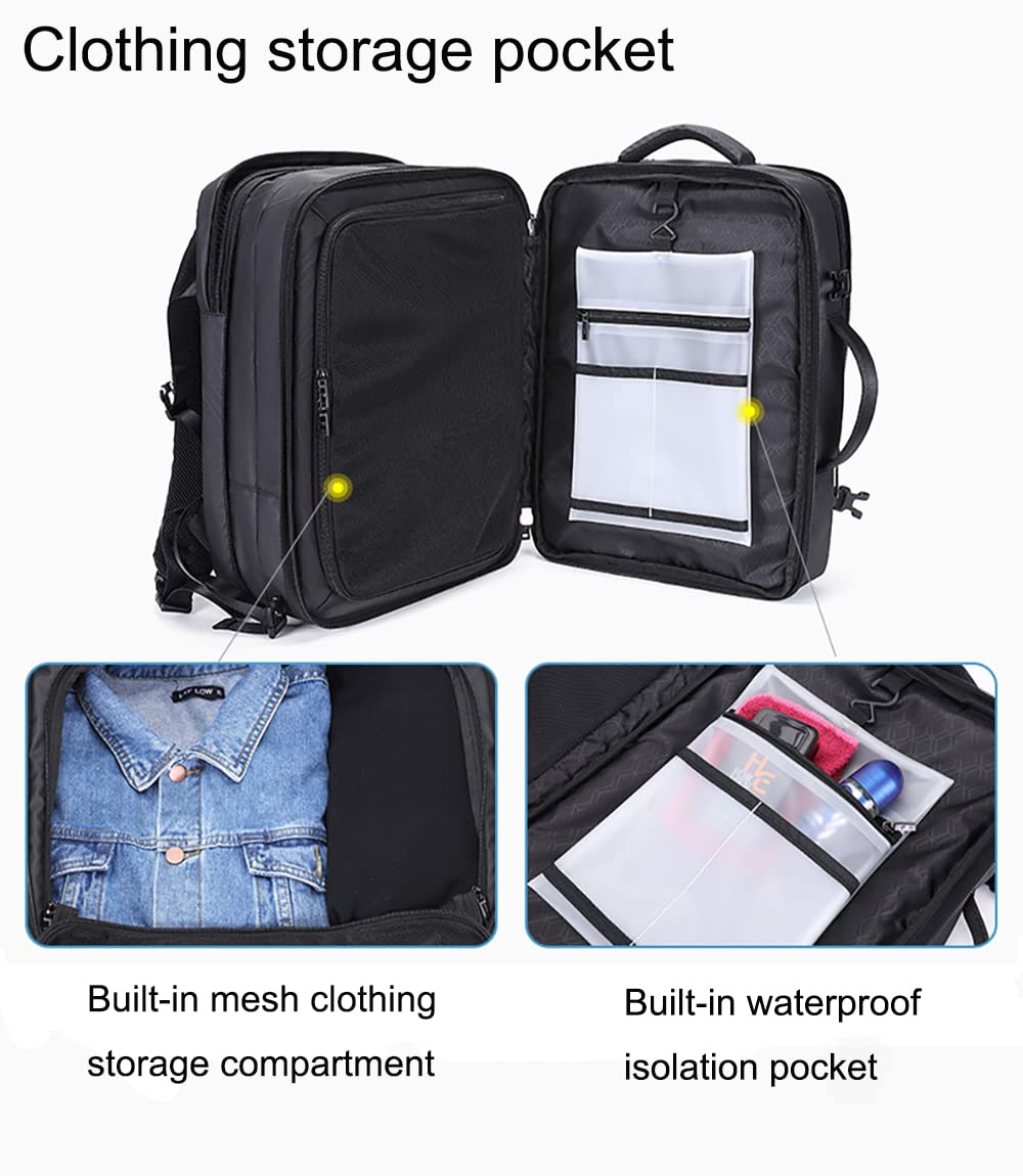 Arctic Hunter Travel Backpack 17.3 inch Laptop Compartment 35L Expandable Design Toiletry Pouch 180° Opening Colthing Pocket 2 in 1 Convertible Bag