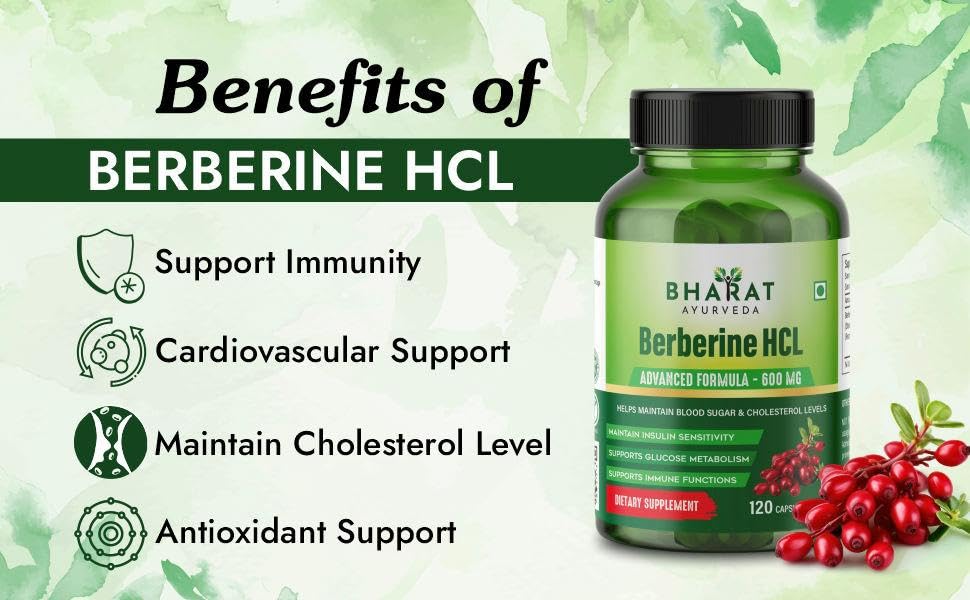 BHARAT AYURVEDA Berberine HCL 600mg 120 Capsules | Maintain Blood Sugar- image 3
