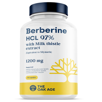Premium Berberine Supplement with Milk Thistle – 97% Pure Berberine HCL from Himalayas – 3rd Party Lab Verified – Supports Healthy Blood Sugar, Metabolism & PCOS Wellness – 1200mg Per Serving