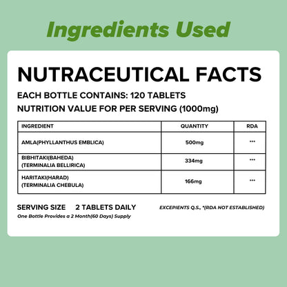 Daily All Day Triphala 1 2 3 Ratio Tablets 120 for Constipation, Acidit- image 5