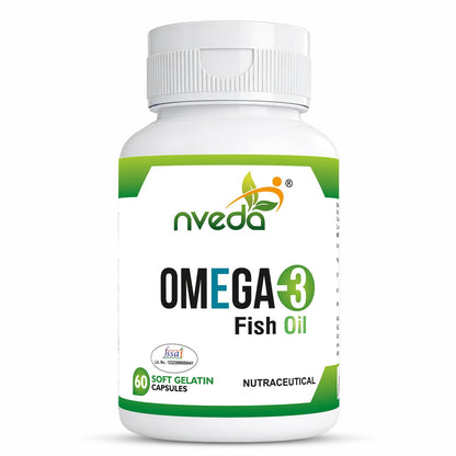 Nveda Omega 3 Fish Oil 1000mg with 180mg EPA & 120mg DHA | Supports Heart, Brain, Eye & Joint Health | Omega-3 Fatty Acid Supplement for Men & Women | 60 Capsules
